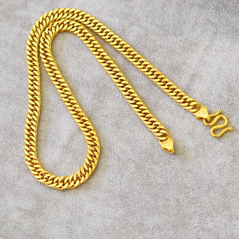 Imitation Gold Vietnamese Sand Gold Plated Fake Gold Chain, Long-Lasting Color, Boss Necklace, Men's Tank Chain, Flat Style, Women's Thick Chain Imitation Gold Vietnamese Sand Gold Plated Fake Gold Chain, Long-Lasting Color, Boss Necklace, Men's Tank Chain, Flat Style, Women's Thick Chain