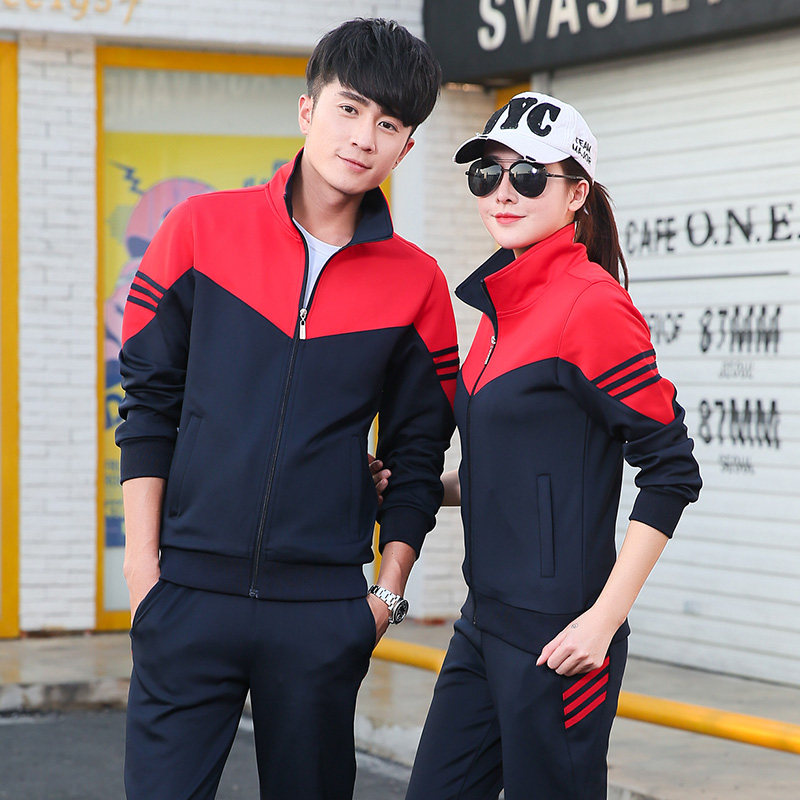 Men's casual sports suit Men's spring and Autumn running sportswear Women's couple large size sportswear suit Men