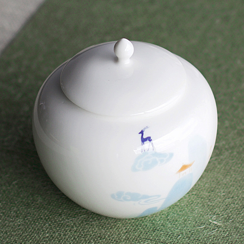[proprietary] Mr Nan shan nine colored deer jade porcelain tea pot ceramic seal character small tea warehouse storage tanks