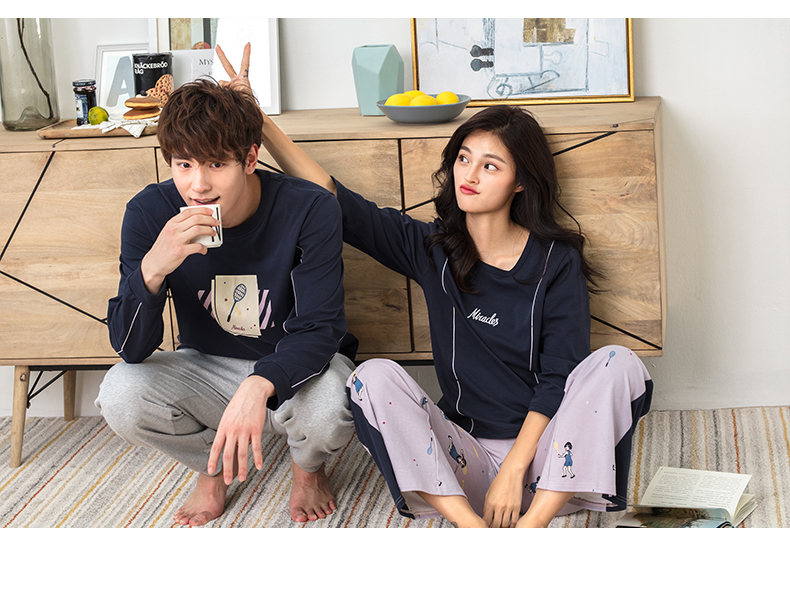 [Tự hoạt động] Jing Yun dịch vụ nhà mùa xuân cotton dài tay lỏng đồ ngủ couple phù hợp với Z77079-Z77080 bộ thể thao nữ mùa đông