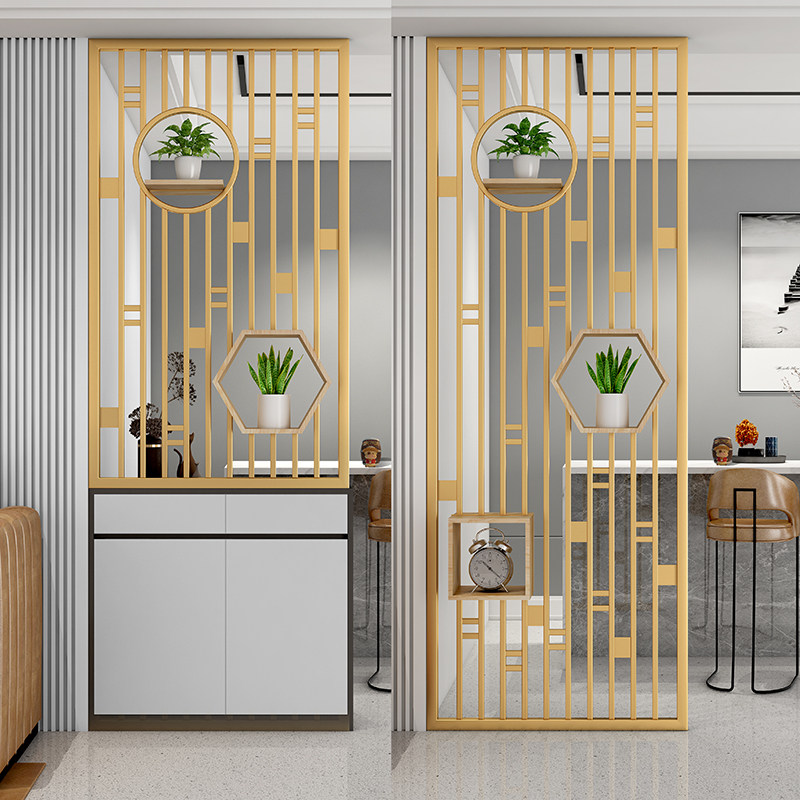 Wrought iron screen partition Nordic light luxury living room sink half wall Stainless steel grille Modern entrance hollow metal