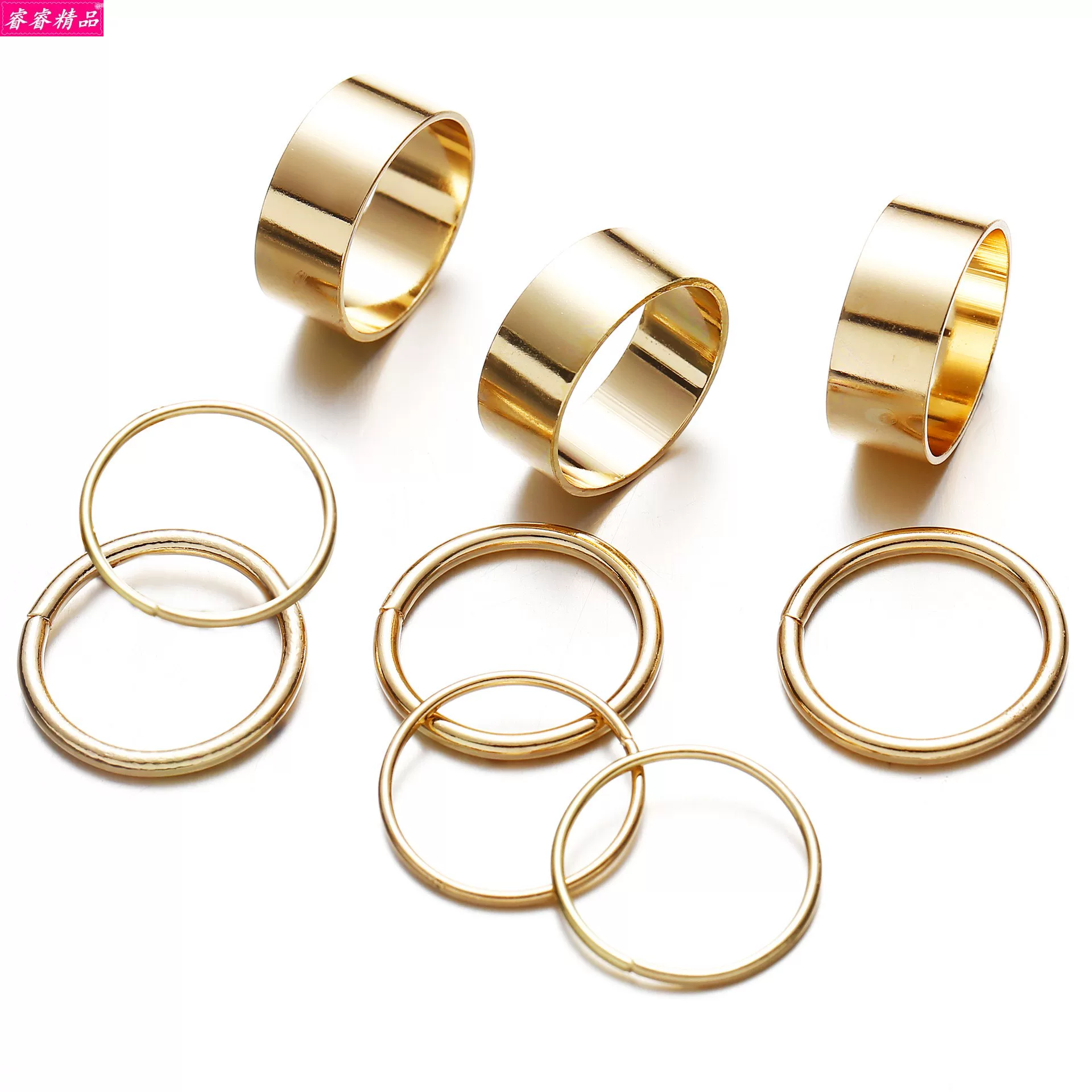 Black Knuckle Ring Set, Creative Multi-Style Alloy Joint Rings, Simple 6-Piece Kit
