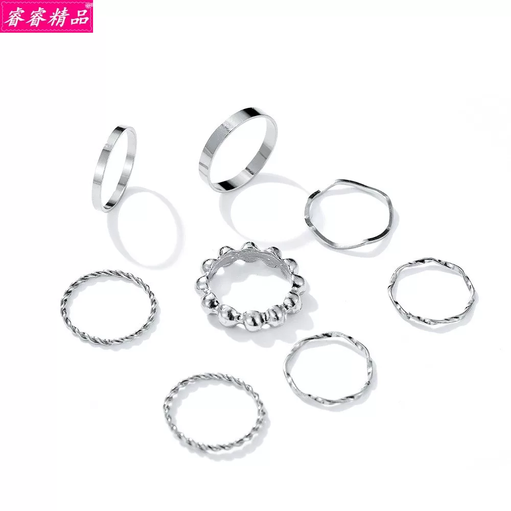Black Knuckle Ring Set, Creative Multi-Style Alloy Joint Rings, Simple 6-Piece Kit