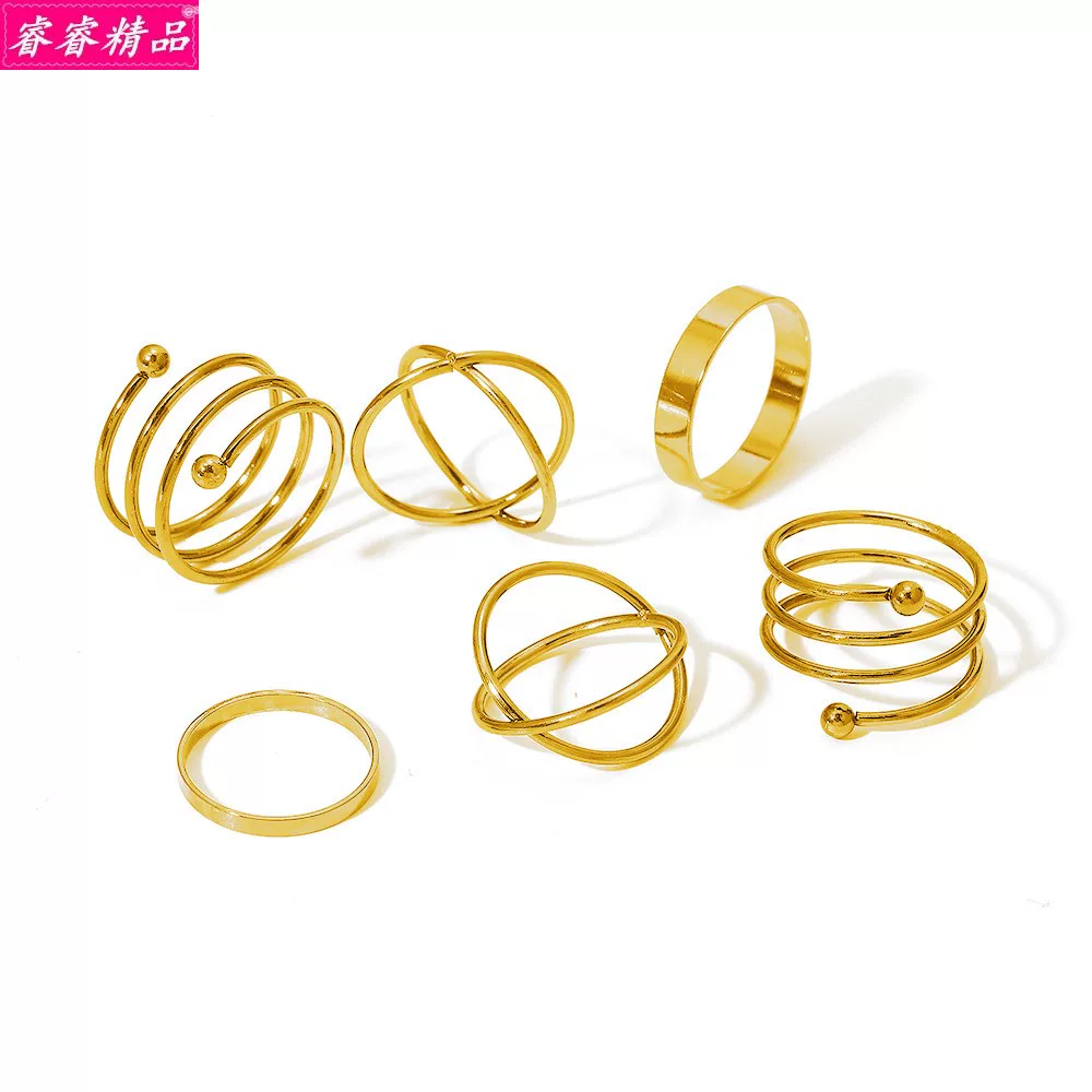Black Knuckle Ring Set, Creative Multi-Style Alloy Joint Rings, Simple 6-Piece Kit