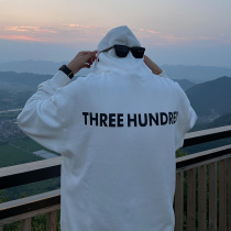 SANBAI Sanbai autumn new thickened sweater mens trendy skin-feeling letter printing long-sleeved loose hoodie