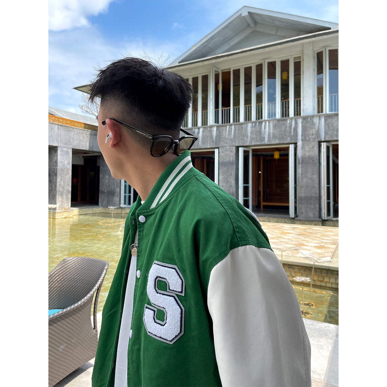 SANBAI three hundred sports and leisure baseball uniform spring towel embroidered jacket loose boys denim jacket men's fashion