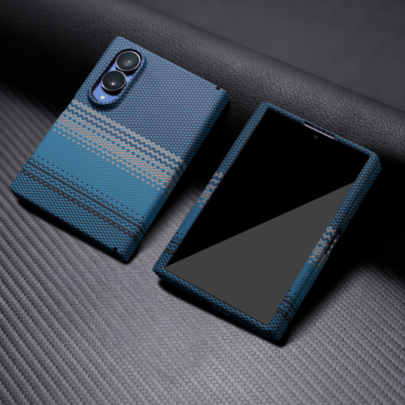 Weelai Is Suitable for Samsung Zfold8 Phone Case, Blue Ultra-Thin Kevlar Carbon Fiber Pattern Zfold8Ultra Foldable Screen Magnetic Protective Case, Zfold7/6/5/4 Central Axis Anti-Drop Shell