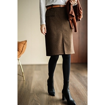 Gross semi-body dress autumn winter women light lavish elegance High waist high waist thickened open fork one step bag gluteal skirt asdf