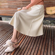 Skirt A- line dress high waist autumn winter long umbrella skirt white winter with sweater cover crotch skirt slim