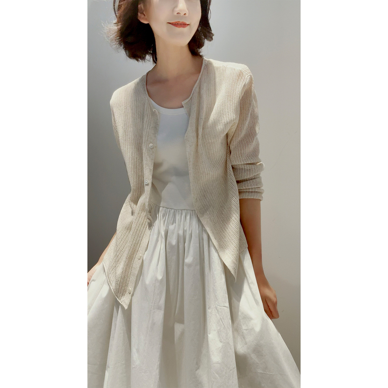 Breathing through the Body~ Youthful and Refreshing Tencel Linen Breathable Sun-Protective Knitted Cardigan That Makes You Look Slimmer and More Delicate