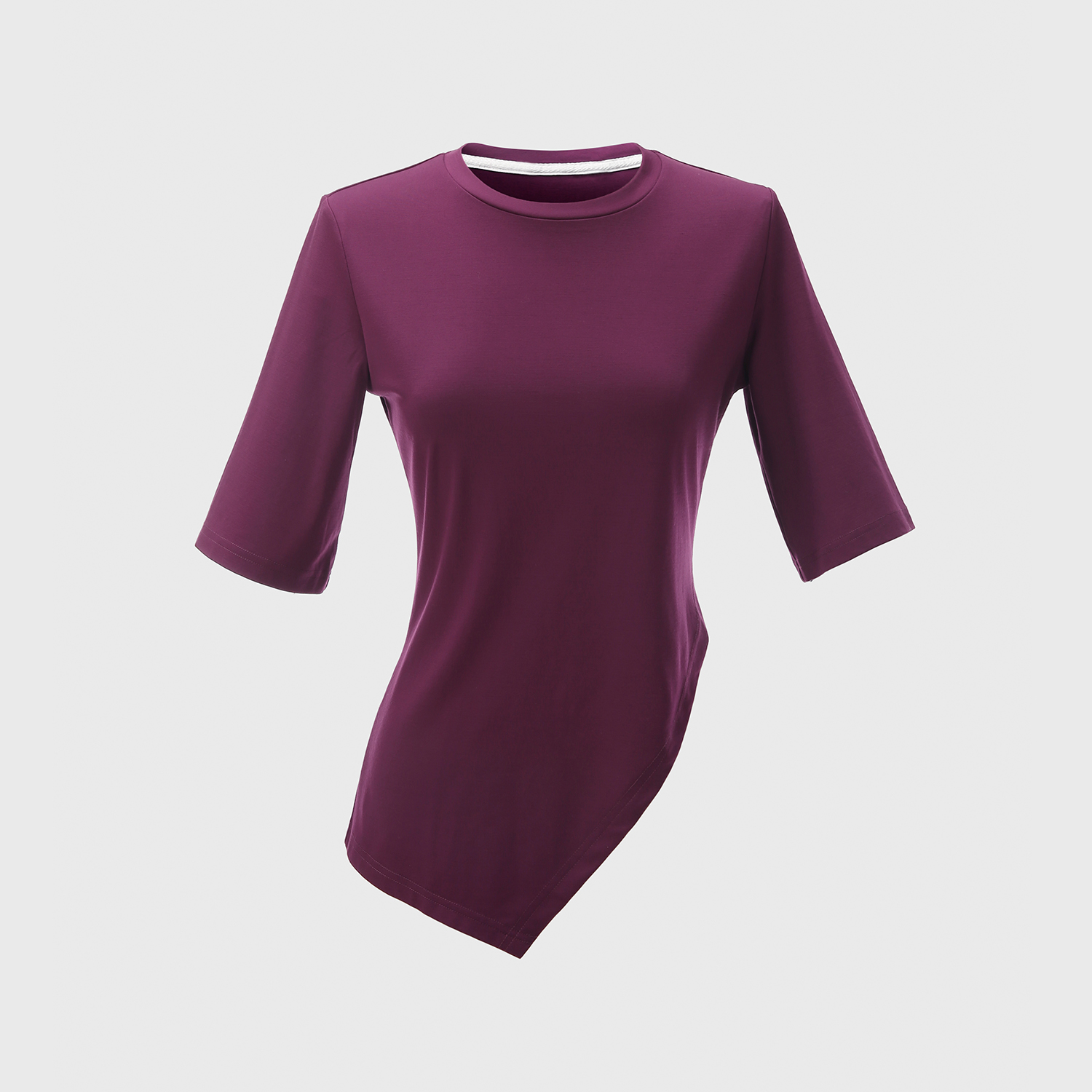 Jung Mei (TX0221359) slanted sea short T design sense inclined open fork round collar 50%-sleeve T-shirt