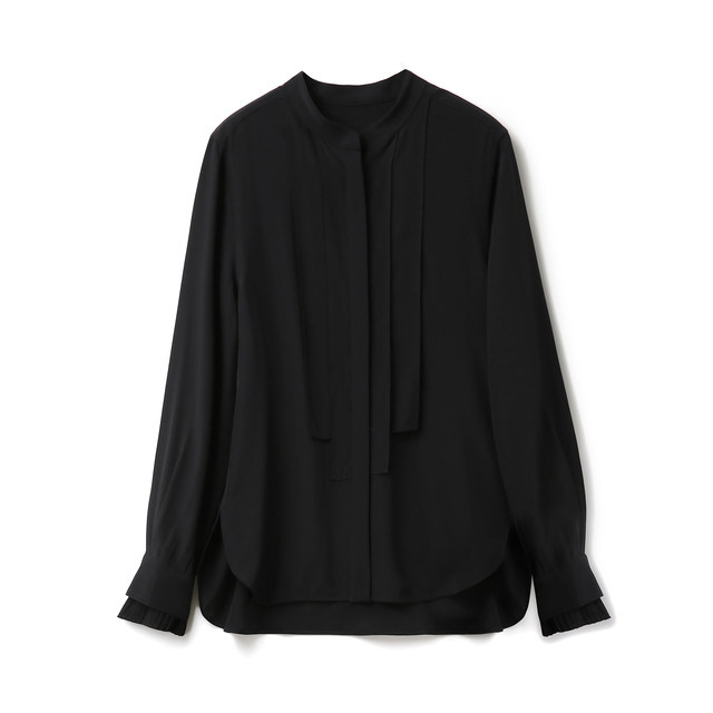 Rongmei Light Luxury Mulberry Silk~Pleated Palace Sleeve Commuting Long Sleeve Silk Shirt