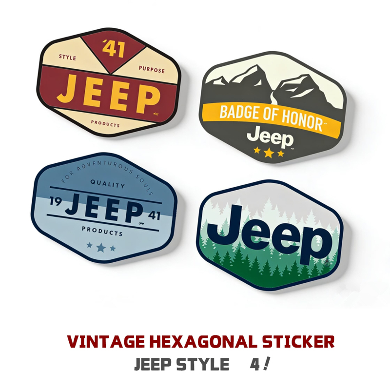 Badge Honor Sticker 4 Jeep Retro Stickers Four-Piece Set Wrangler Car Window Decoration Stickers