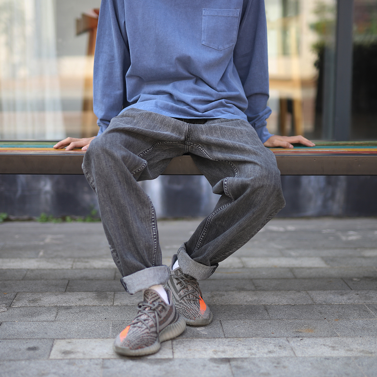 LH ' store 19ss day system washed up for old retro loose cone type jeans-recommend three-color entry