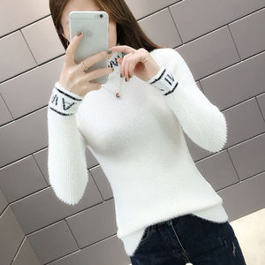 禅羽正品仿貂绒毛衣女士中高领打底上衣衫