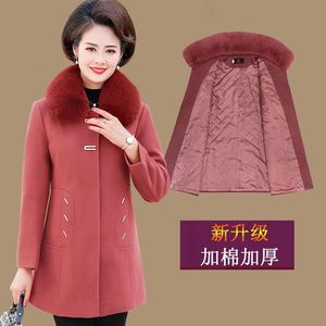 禅羽正品中老年女装毛呢大衣加棉外套