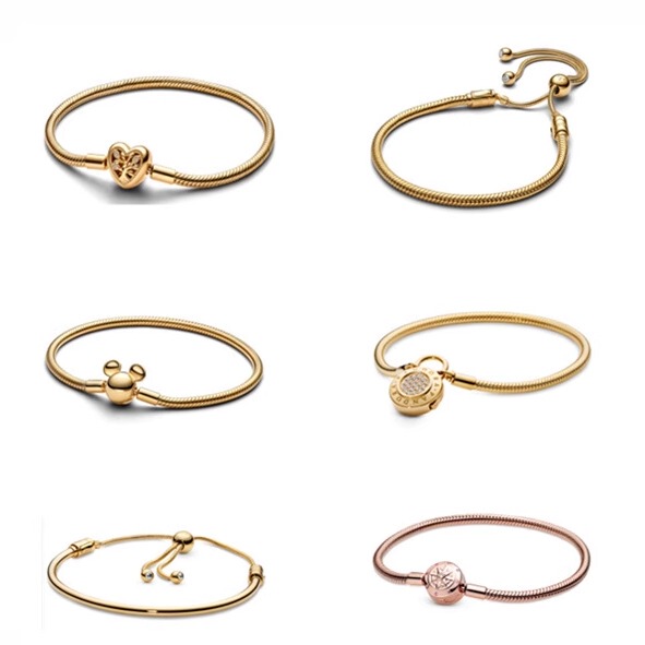 Panjia 925 Silver New Product Launch Gold Mickey Bracelet Stretch Bracelet Heart Tree Bracelet DIY Accessories