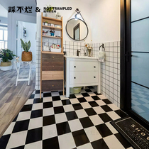 Nordic simple all Porcelain Black and white tile 20x20 Bathroom Kitchen milk tea shop clothing store fish bone floor tile non-slip