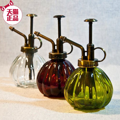 Retro watering can pumpkin glass succulent watering can plastic small watering can dual-use spray can watering can