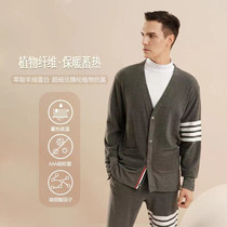 TB co-branded High-end Cashmere Knit Casual Cardiovert 4-bar Stripes 100 hitch Casual Tide Card Jacket Spring Autumn Male