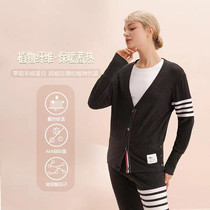 TB Tongan high-end cashmere knitted casual cardio-hoodie 4-bar striped 100 hitch casual womens tidal card jacket spring and autumn