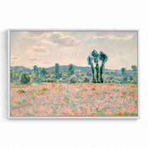 Monet pink flower field landscape Claude Monet master classic pastoral poppy flower narration decorative painting