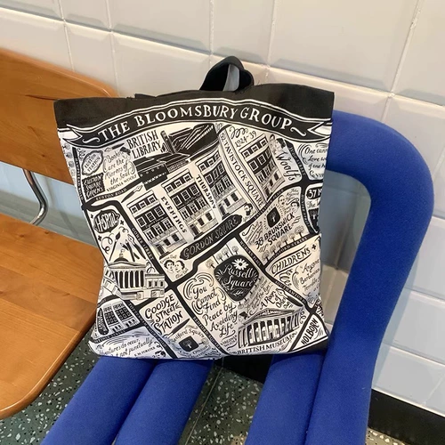 Британская библиотека лондонская карта иллюстрация Canvas Bag Британская библиотека импортная сумка для плеча