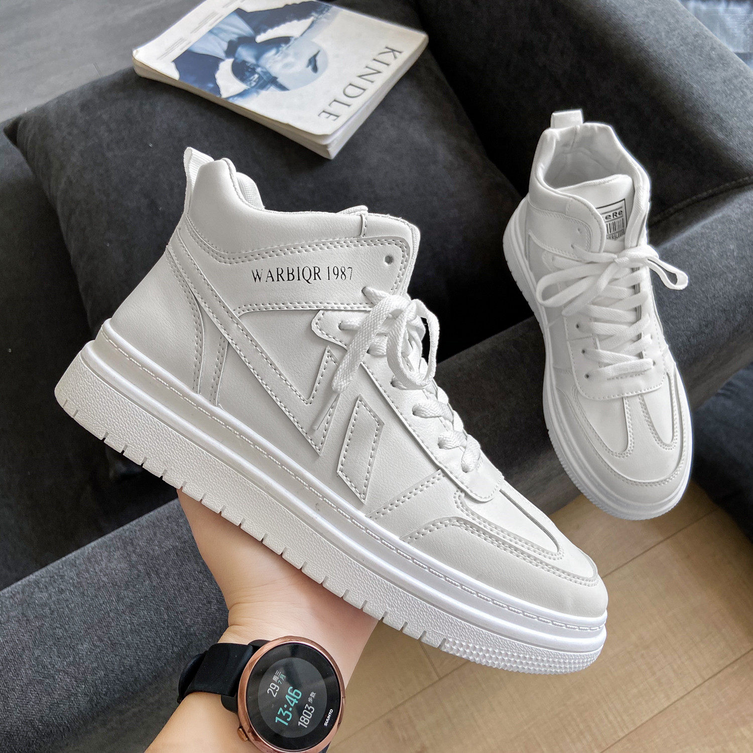 High cylinder Little white men's shoes 2022 new Korean version trendy aj Air Force One Putian spring heightening casual board Shoe Men
