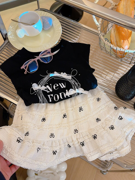 Girls' Bow Lace Cake Skirt Summer New Style Kidsren's Fashionable and Versatile Baby Short Skirt A-Line Skirt — 2