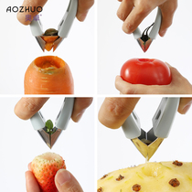 Stainless steel pineapple knife eye opener clip strawberry cherry tomato fruit and vegetable digging seeds to stem Pineapple eye opener Household