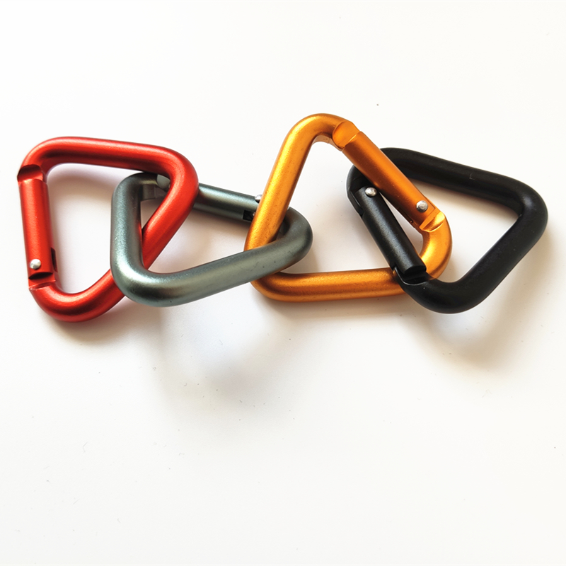 Orange Triangle Buckle Aluminum Alloy Mountaineering Buckle Mini Key Button Outdoor Hook Special-shaped buckle spring elastic telescopic buckle