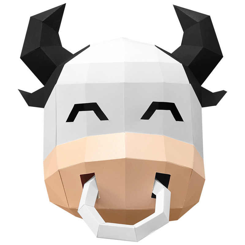 New Year's cute cow animal paper mold head cover creative adult handmade diy funny mask annual meeting performance props cos