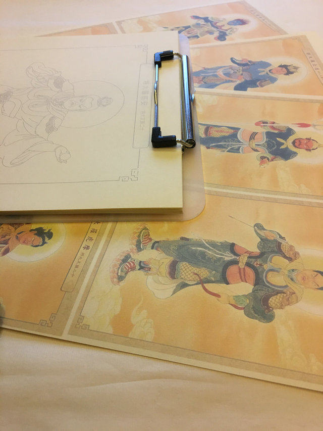 Thangka coloring twelve medicine fork generals like drawing gold line drawing DIY self-painting