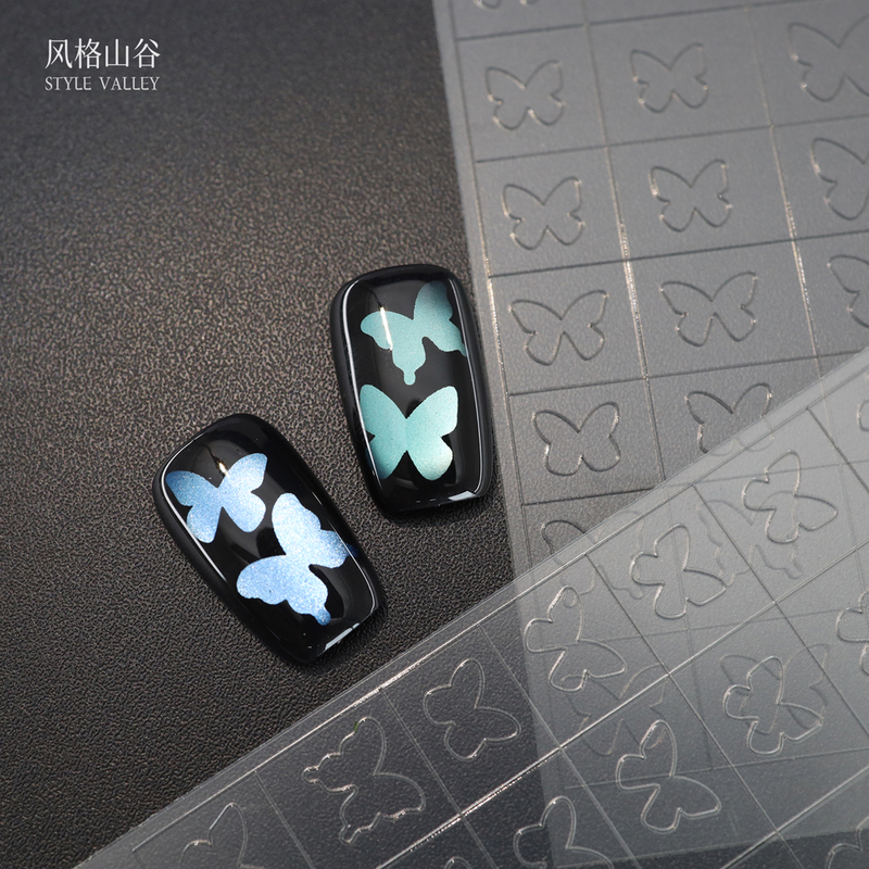Style Valley Transparent Hollow Butterfly French Nail Art Stickers Gradient Spray Painting Adhesive Template Nail Decorations