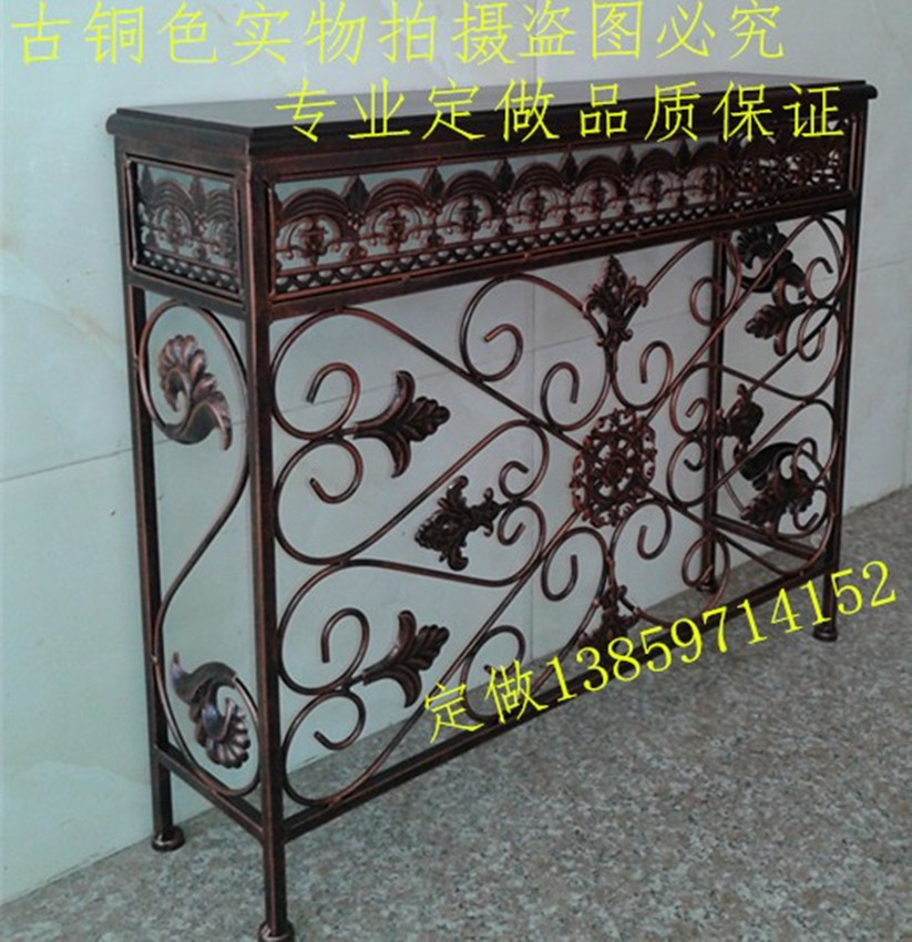 Hiên sắt rèn châu Âu bàn lối đi hiên tủ hình chữ nhật tường bên bảng sắt rèn tản nhiệt bao gồm trang trí nội thất tùy chỉnh - Bàn / Bàn 	bộ bàn ăn gỗ tân cổ điển	