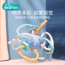 Manhattan hand-held ball baby tooth gum grinding stick baby toy Silicon bite glue can be boiled soft and non-toxic for 6 months