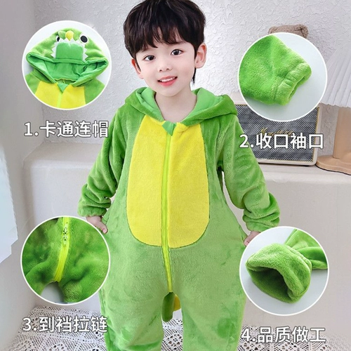 亲箩 Детский комбинезон, динозавр, фланелевая детская коралловая бархатная демисезонная пижама для мальчиков и девочек