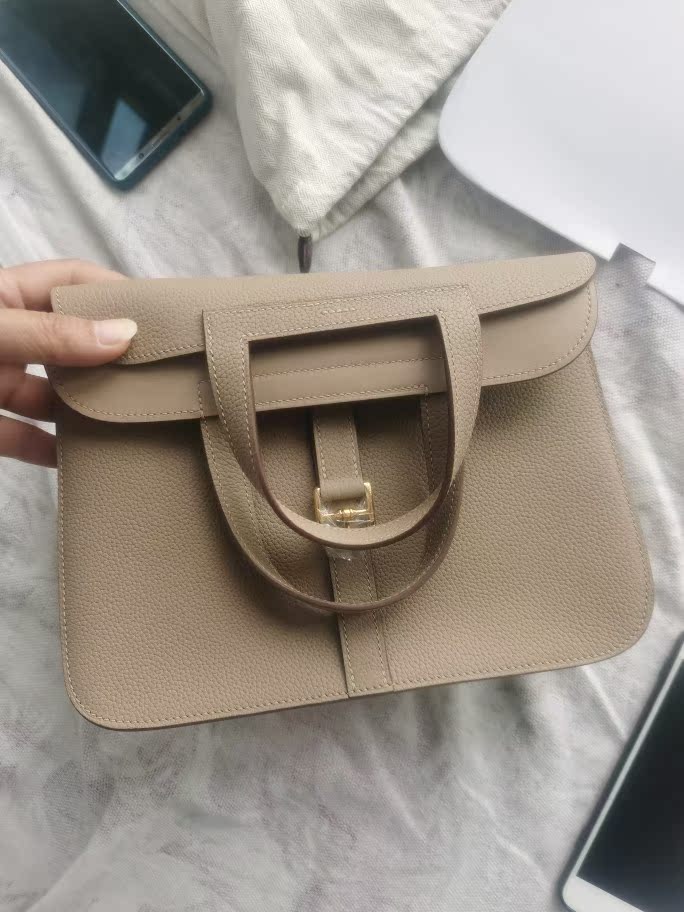 Hand-stitched wax line all handmade 25halzan horseshoe bag windbreaker gray TC cowhide one-shoulder messenger handbag women's bag spot