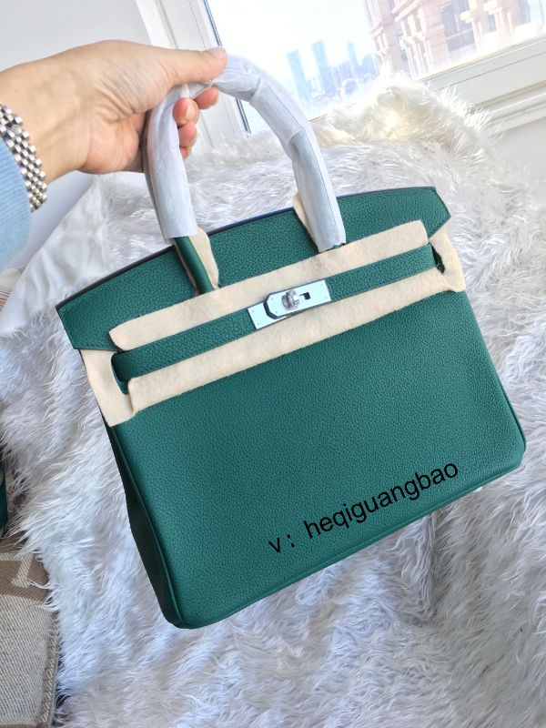 30bk hand-stitched wax thread elephant gray malachite green milkshake white original togo leather portable platinum women's bag multicolor spot