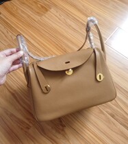 Full hand stitched wax line 26cm Lindi doctor bag 4B biscuit color gold buckle tc cowhide single shoulder handbag womens bag spot