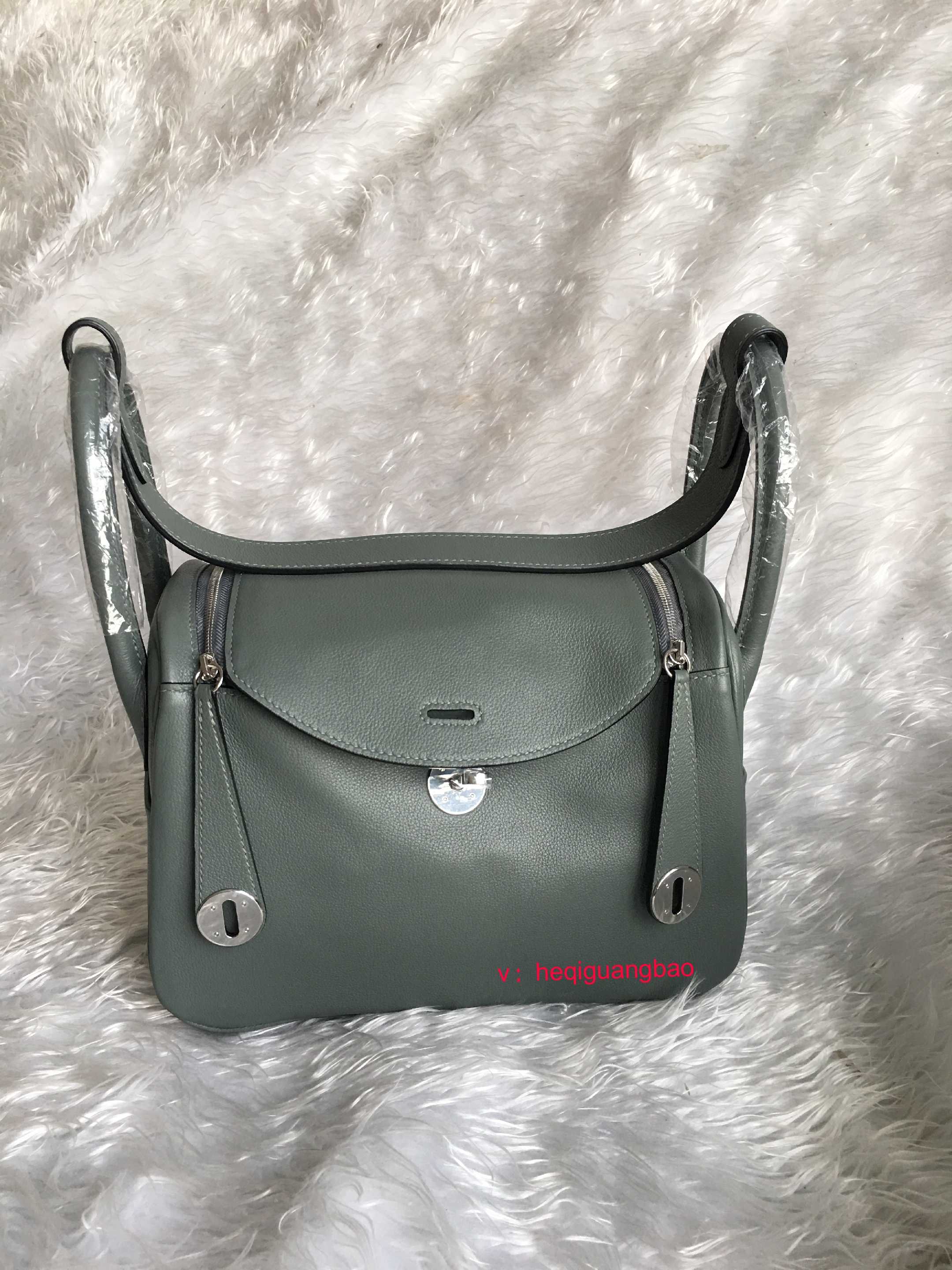 63 almond green original evercolor calfskin hand-stitched wax thread 2630LD Lindy gold and silver buckle women's bag