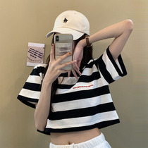 Spring and summer 2021 half-sleeve chic jacket niche design sense high waist short short sleeve t-shirt women tide ins