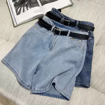 2021 new casual denim shorts five unique design sense small sweet cool wide leg pants children summer thin