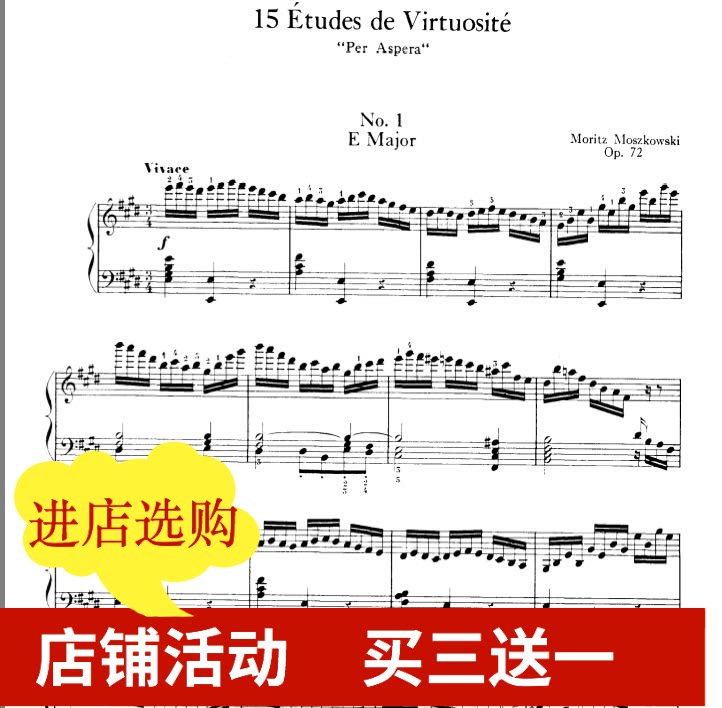 Moshkowski etude op72no1 first piano score with fingering