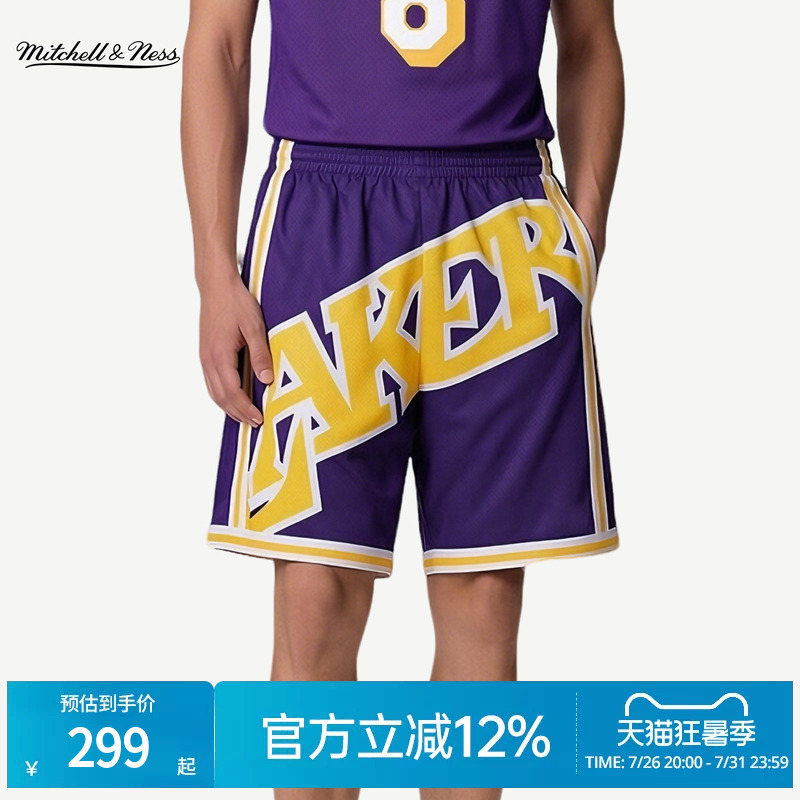 Mitchell&Ness Shorts Lakers Bigface Collection Classic Trendy Versatile Sports Shorts Men Mn