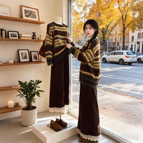 Пуховик, трикотажный свитер для отдыха, штаны, комплект, большой размер