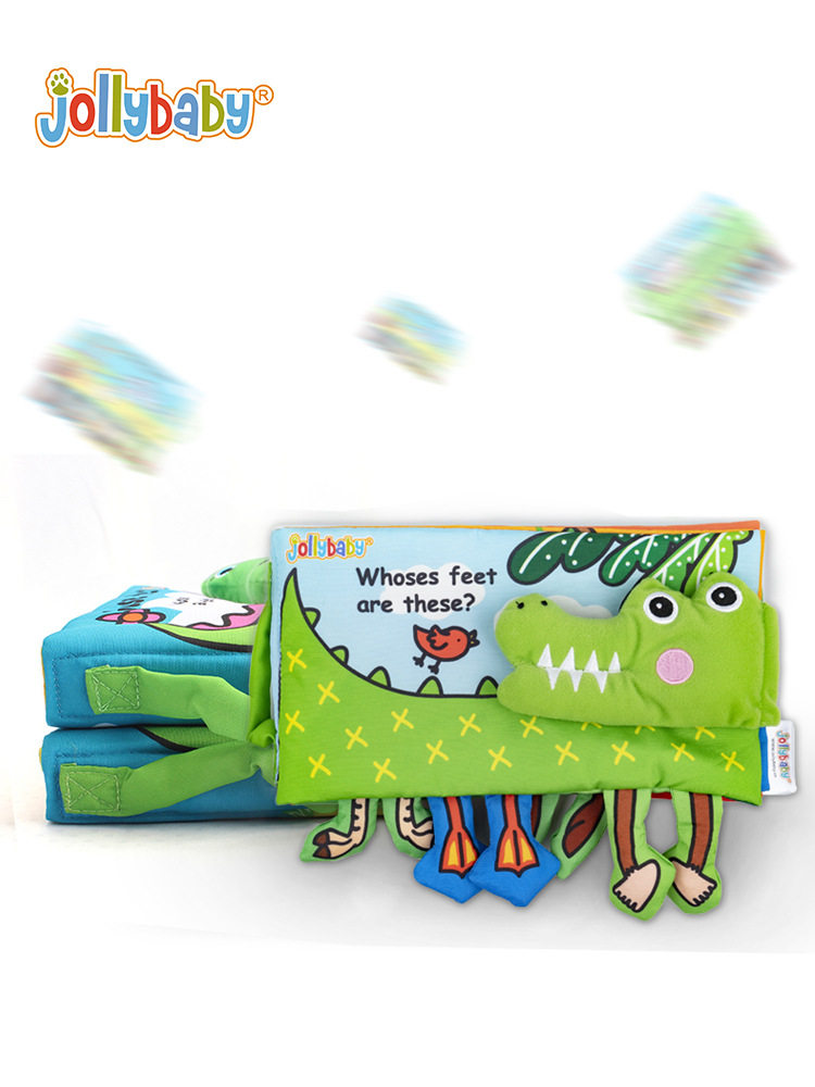 Jollybaby baby 0-1 years old Animal foot girl Cubism Book Crocodile Toddler Toy With Sound Paper BB Instrumental Boxed