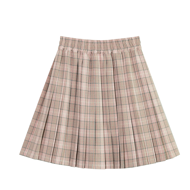 Peach Plaid Skirt & In StockGeng Chen rat   Qingshuixi Early Han Dynasty original   improvement Hanfu daily Women's wear double-breasted Embroidery jacket lattice Pleated skirt