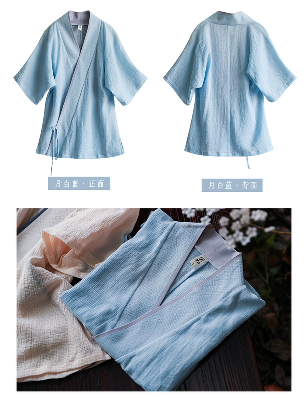 Thiết kế ban đầu giữa mùa hè Qingshuixi Cải tiến Hanfu nữ cổ áo sơ mi cotton ngắn tay cotton ngắn tay - Áo sơ mi