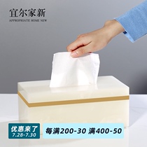 Natural jade Nordic light luxury Marble paper box Household living room Dining room decoration napkin paper box Tissue box